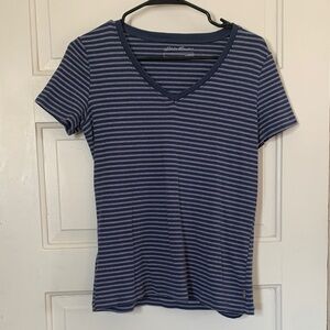 Eddie Bauer Striped V-Neck Cotton Tee